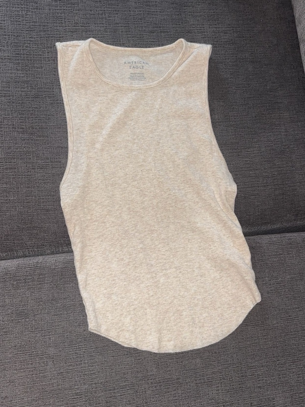 American Eagle Outfitters Light Cream Ribbed Tank Top